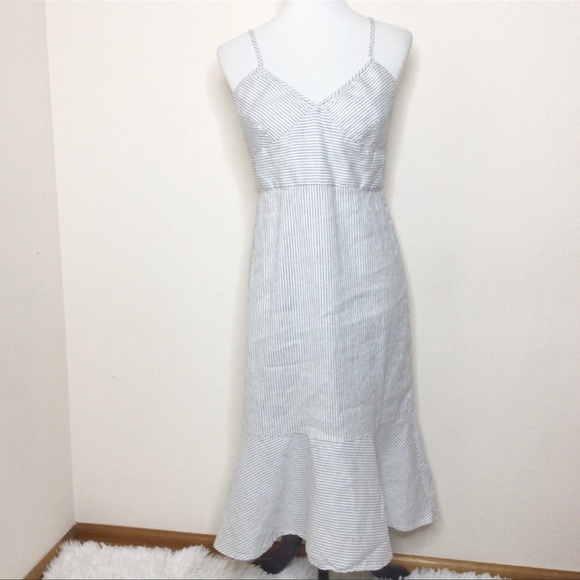 Banana Republic Linen Cotton Midi Dress stripe 10 - Picture 4 of 6